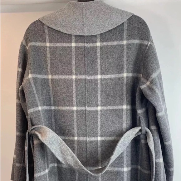 Theory Cashmere Wool shawl belt plaid jacket coat - Picture 4 of 6